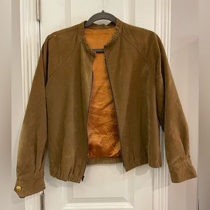 Vintage Suede Brown Tan Bomber Jacket Small / Medium